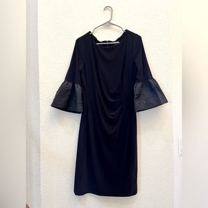 NWOT Bell-sleeve black Ralph Lauren mid-length dress